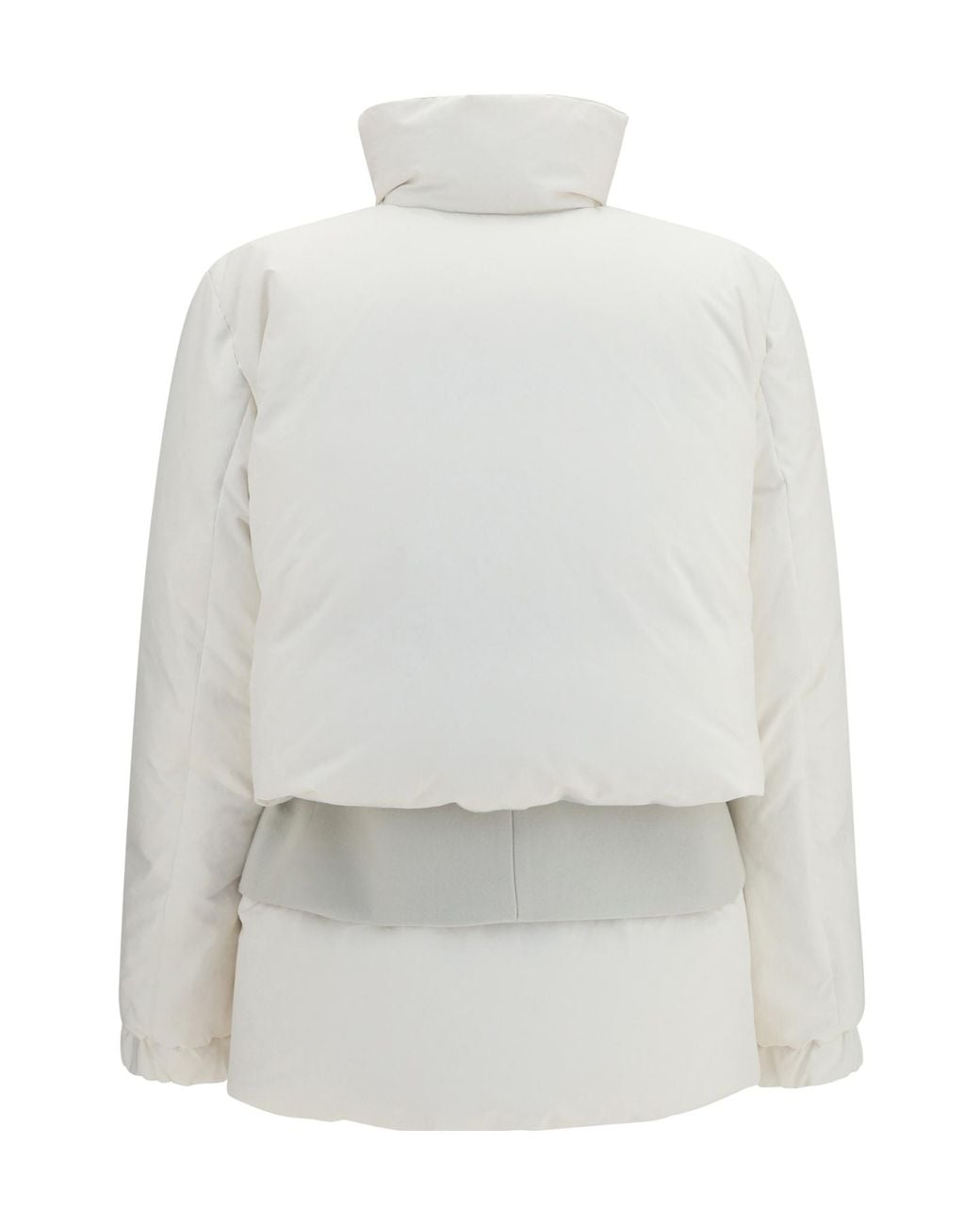 Sacai White High Neck Puffer Jacket