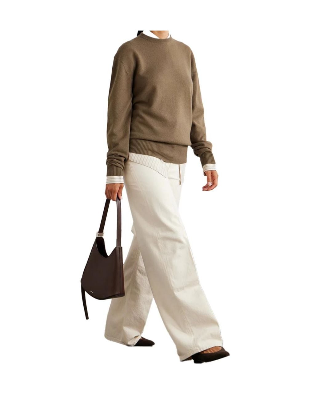 Totême Brown Totême Long Sleeved Crewneck Knitted Jumper
