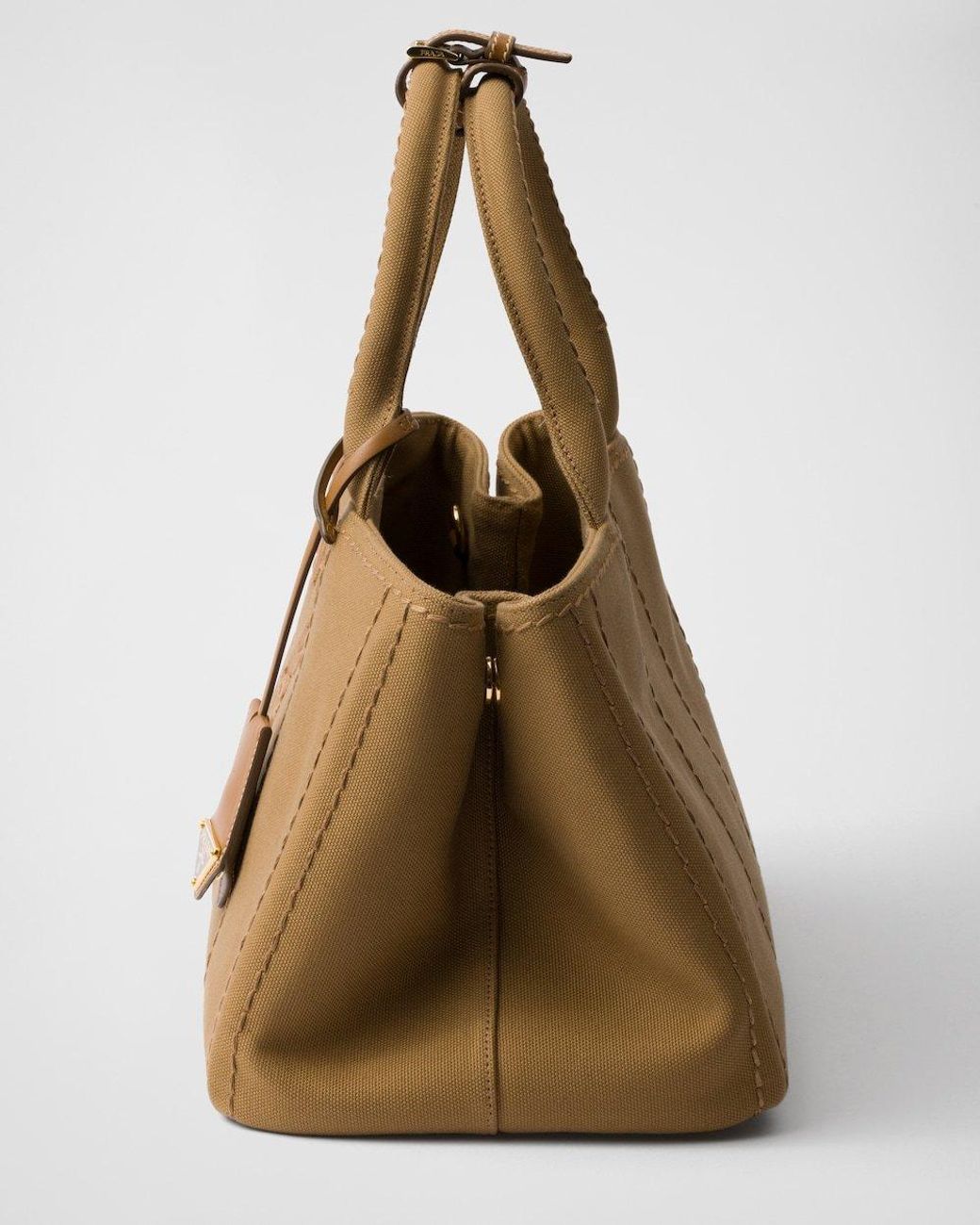 Prada Brown Jardinière Large Cotton Canvas Handbag