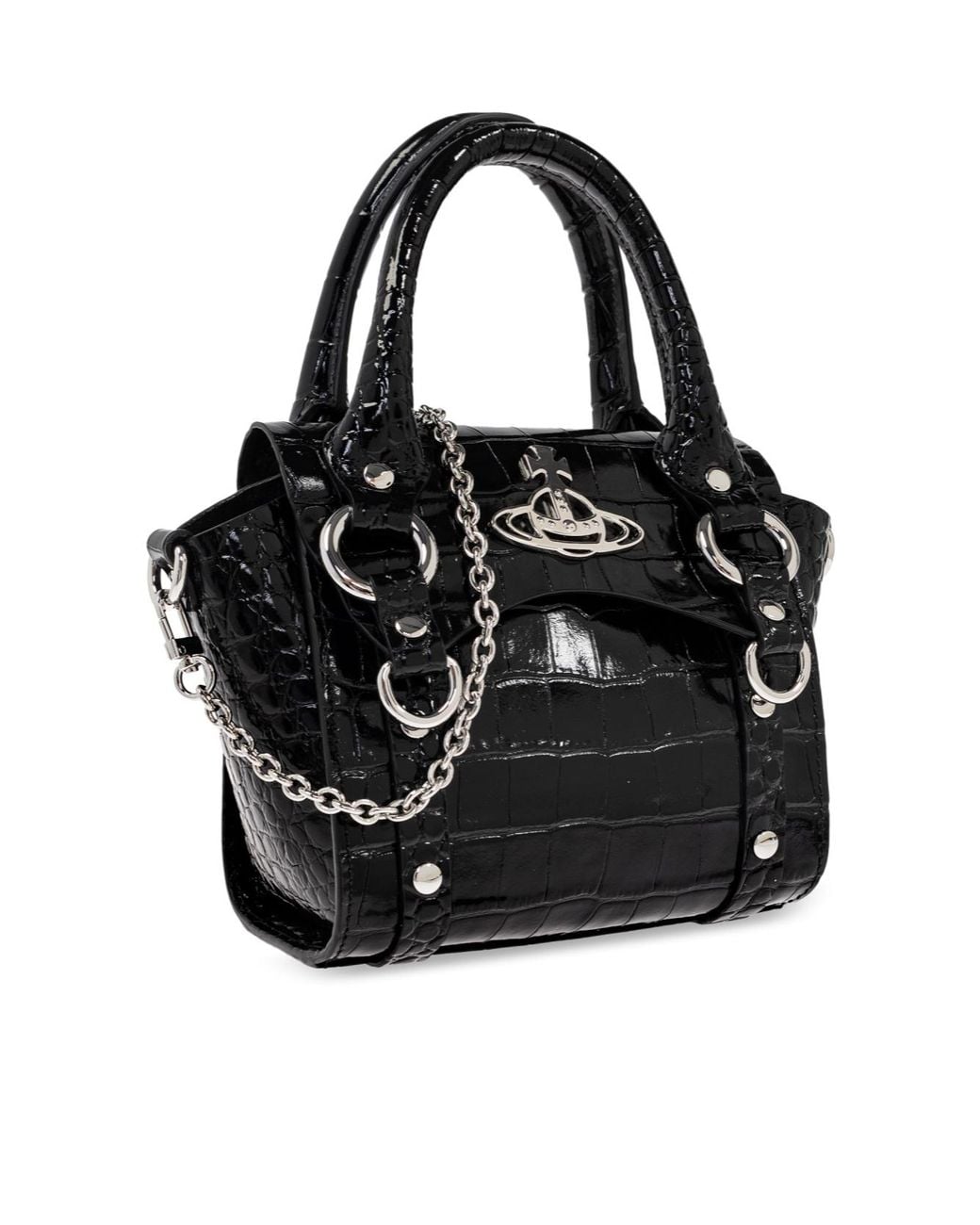 Vivienne Westwood Black Orb Plaque Chained Tote Bag