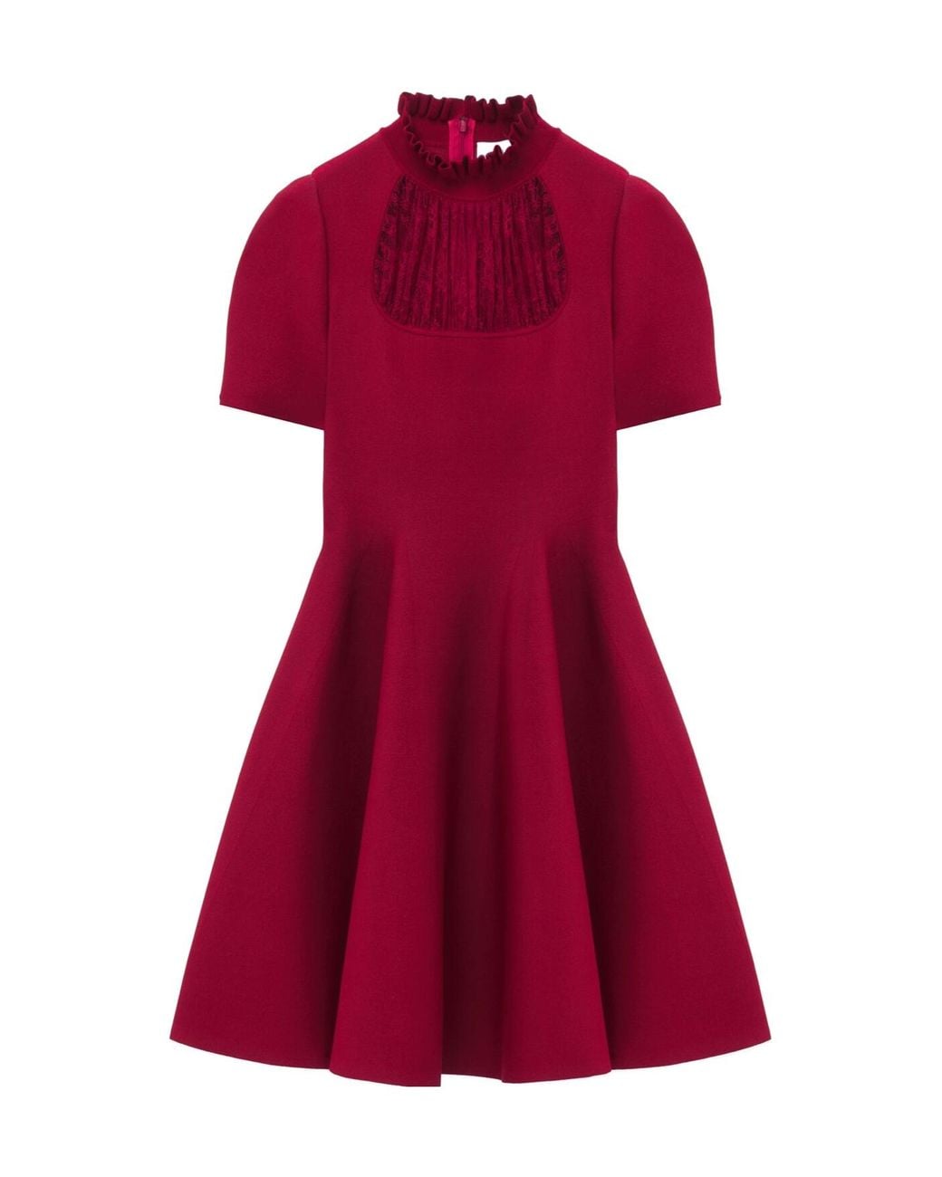 McQueen Red Lace Panel Mini Dress