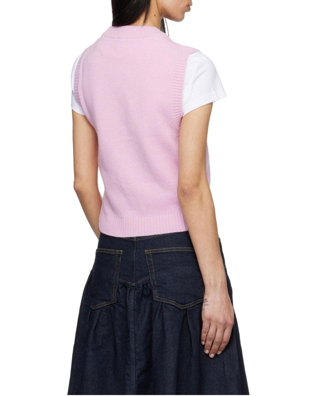 Ganni Pink Graphic Intarsia Knitted Top