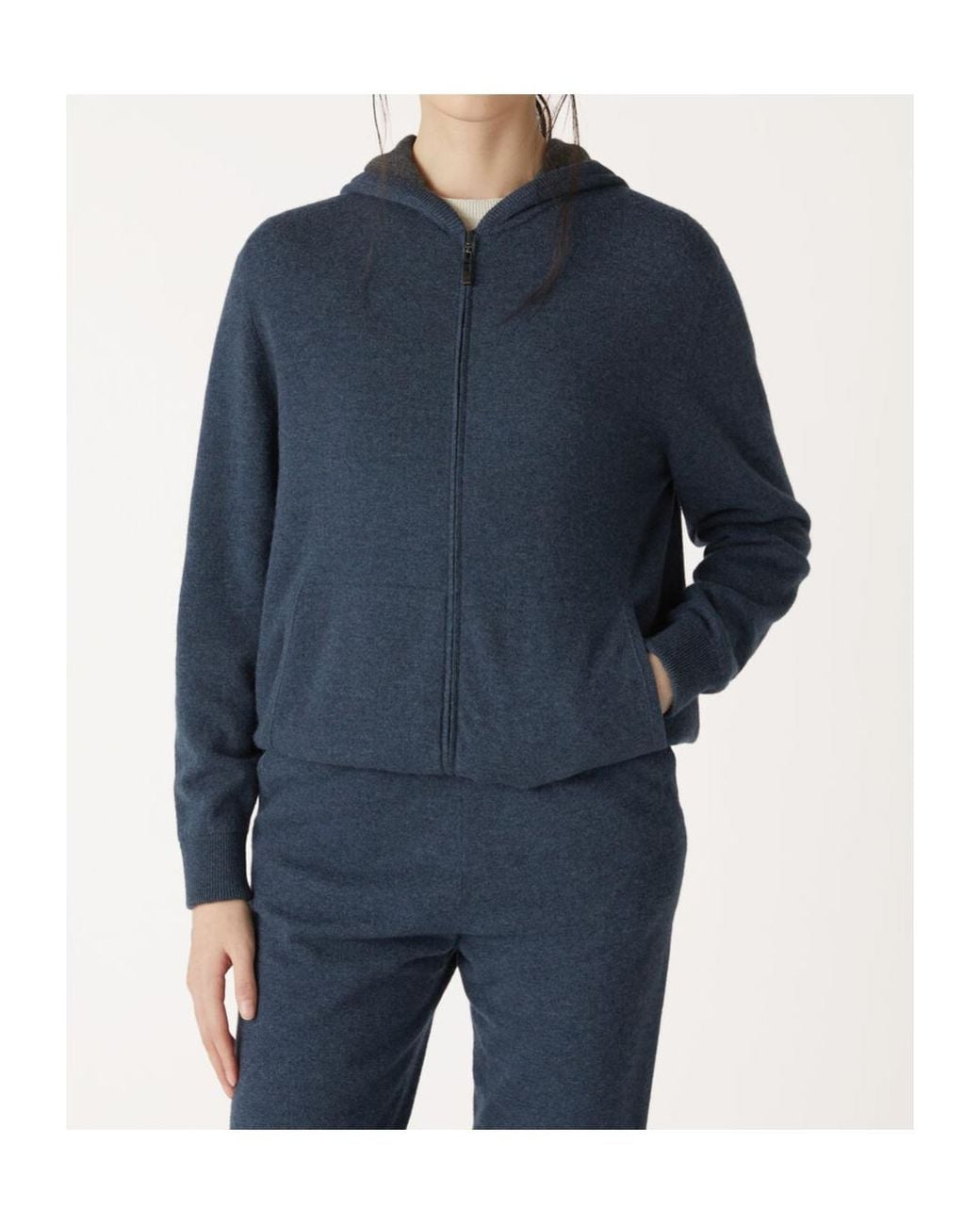 Loro Piana Blue Duo Hooded Bomber Knit