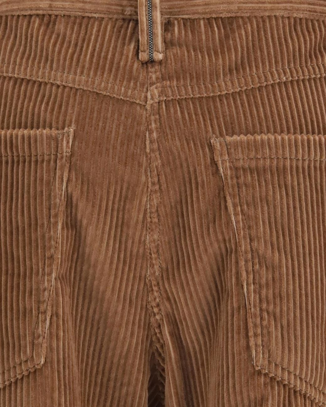 Brunello Cucinelli Brown Cotton Corduroy Straight Five-Pocket Trousers With Monili