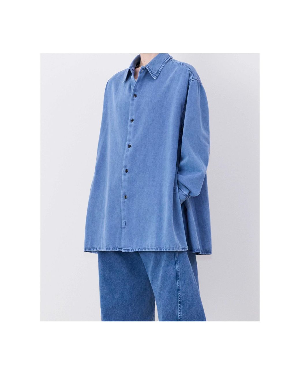 Lemaire Blue Twisted Long Sleeved Denim Shirt