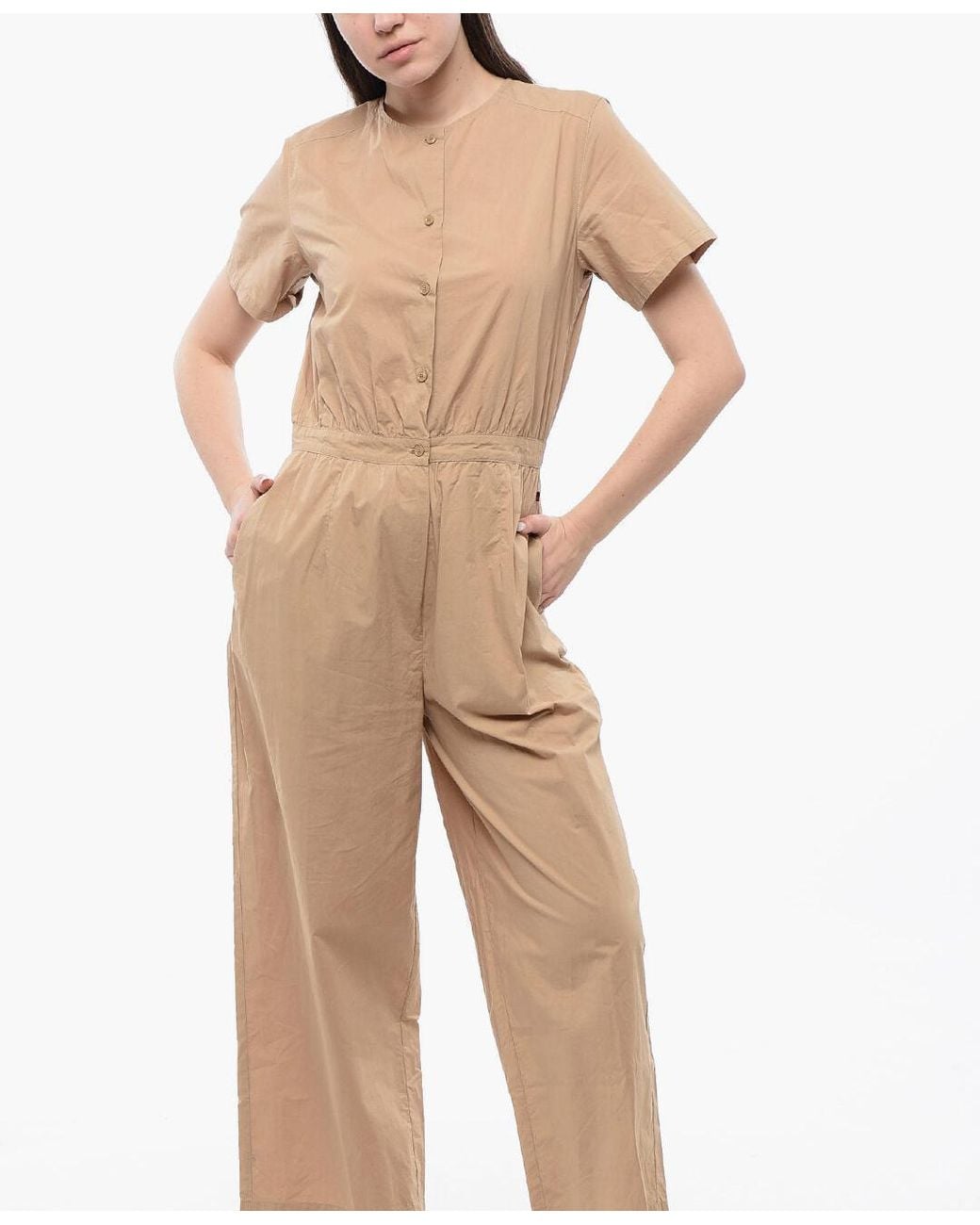 Woolrich Natural Short-Sleeve Jumpsuit