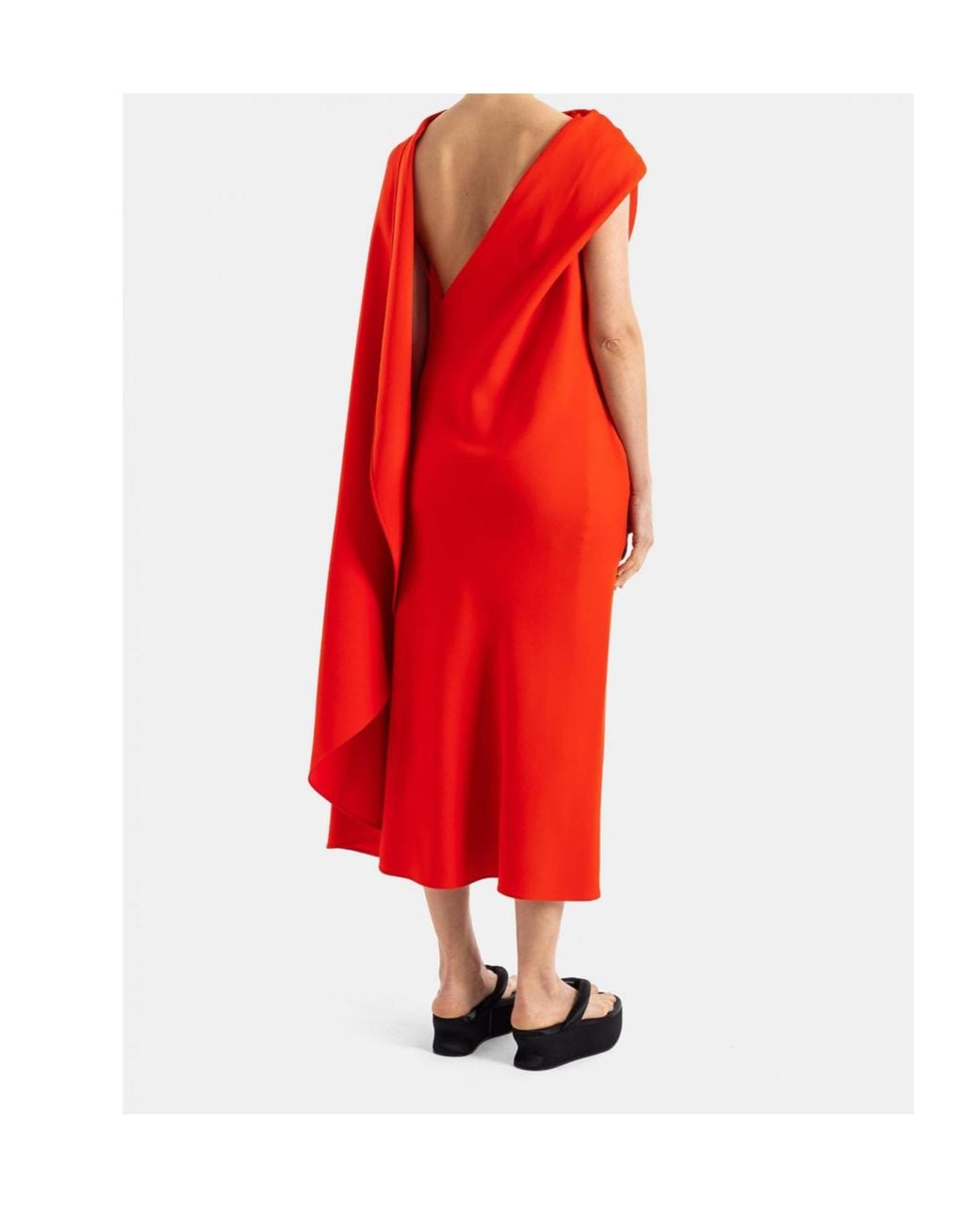 Balenciaga Red Draped Asymmetric Dress