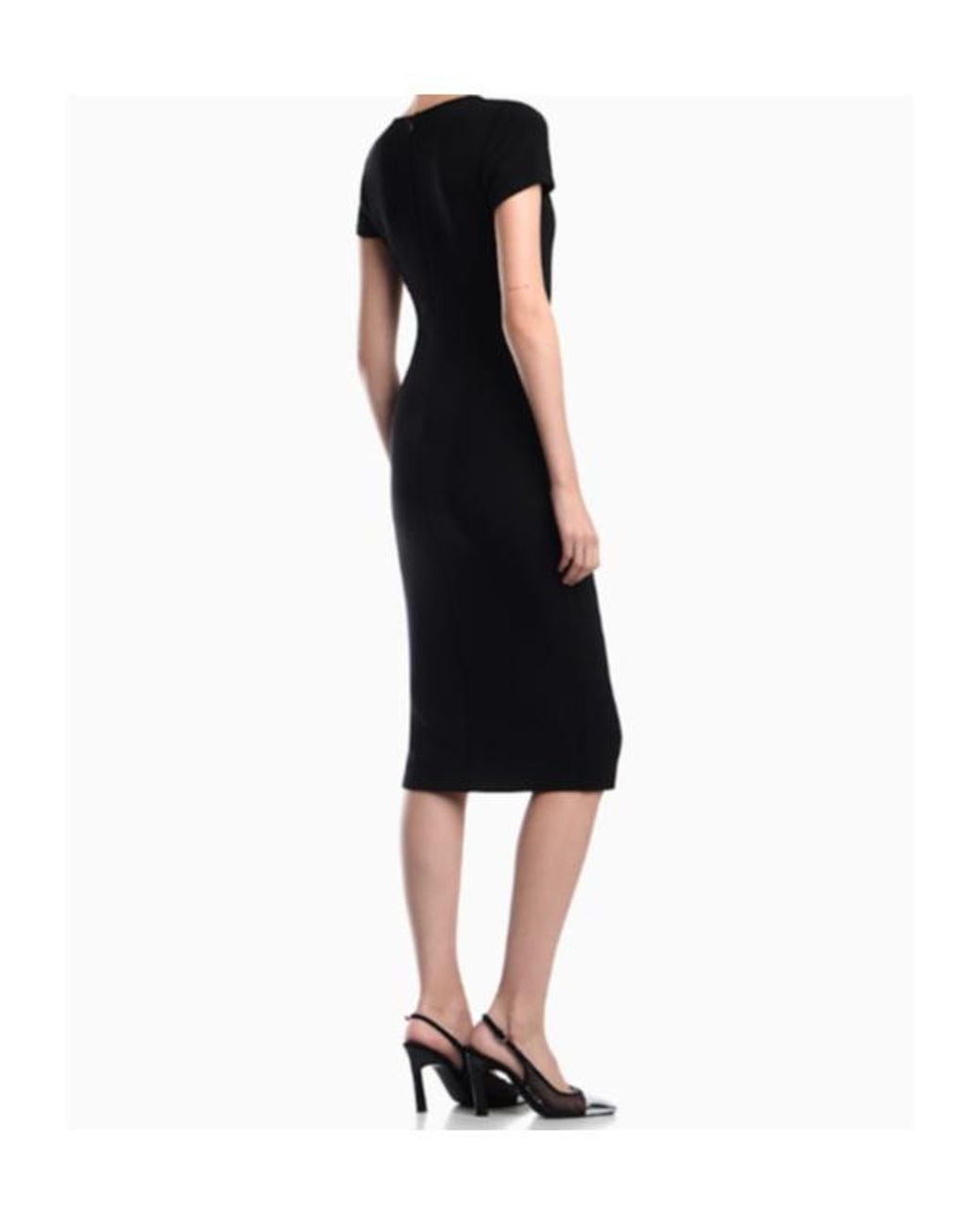 Emporio Armani Black Short-Sleeve Fitted Dress