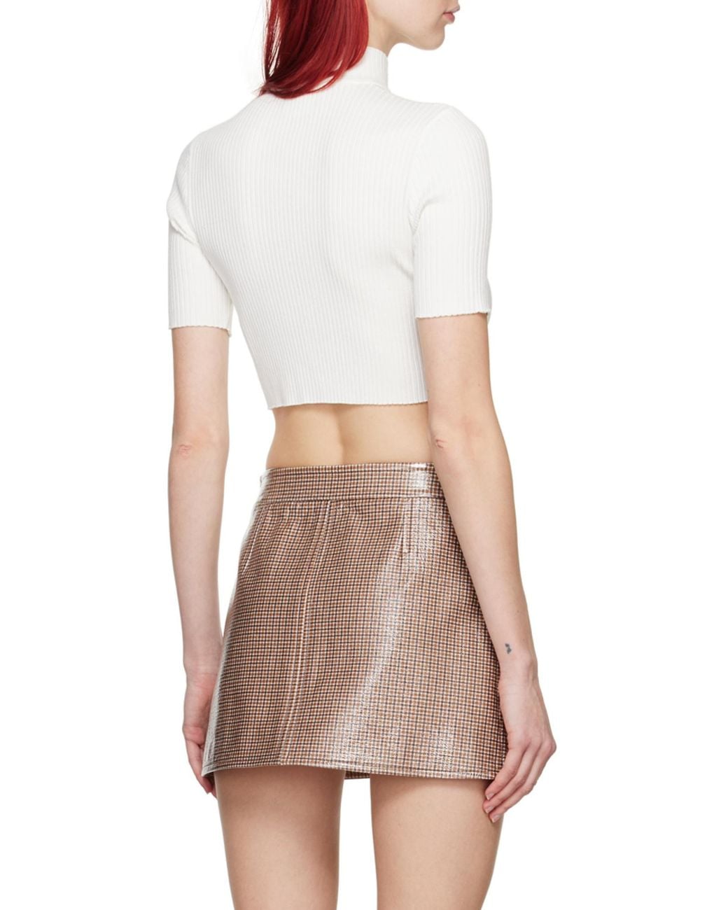 Courreges White Courrèges Mockneck Rib Knit Cropped Top