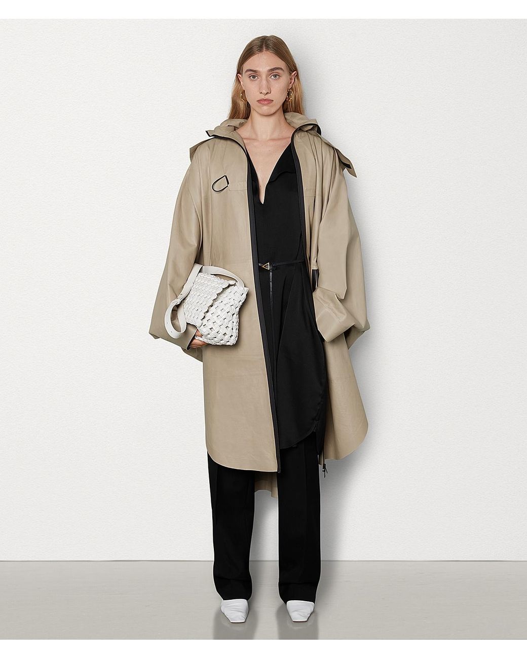 Bottega Veneta Natural Voluminous Hooded Parka Coat