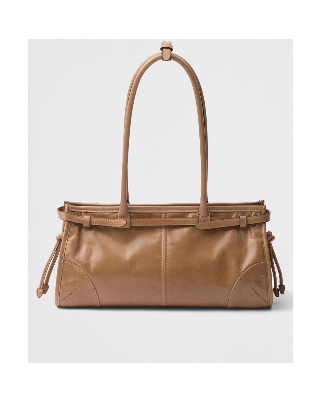 Prada Natural Triangle-Logo Tote Bag