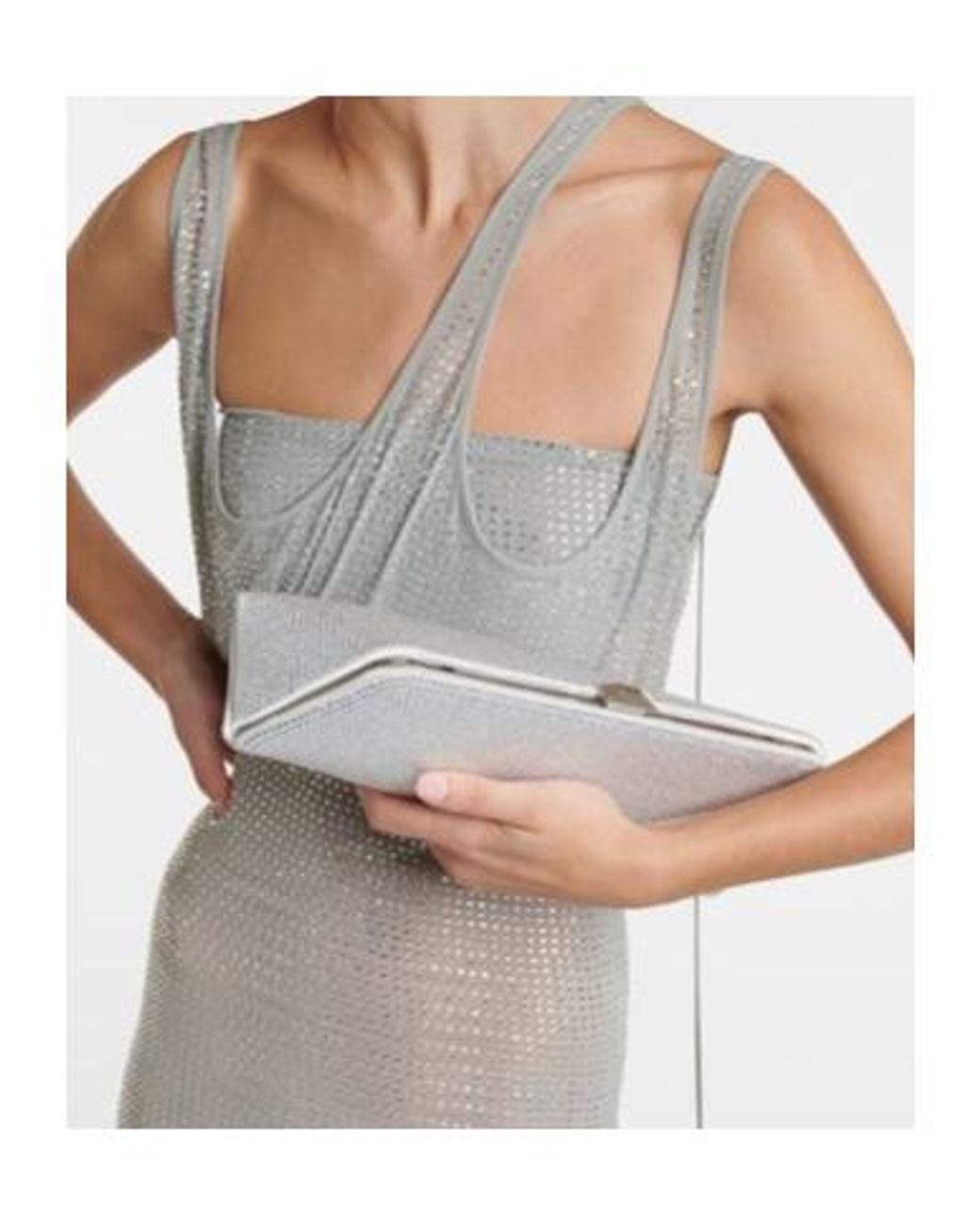 The Attico White Embellished Jersey Midi Dress