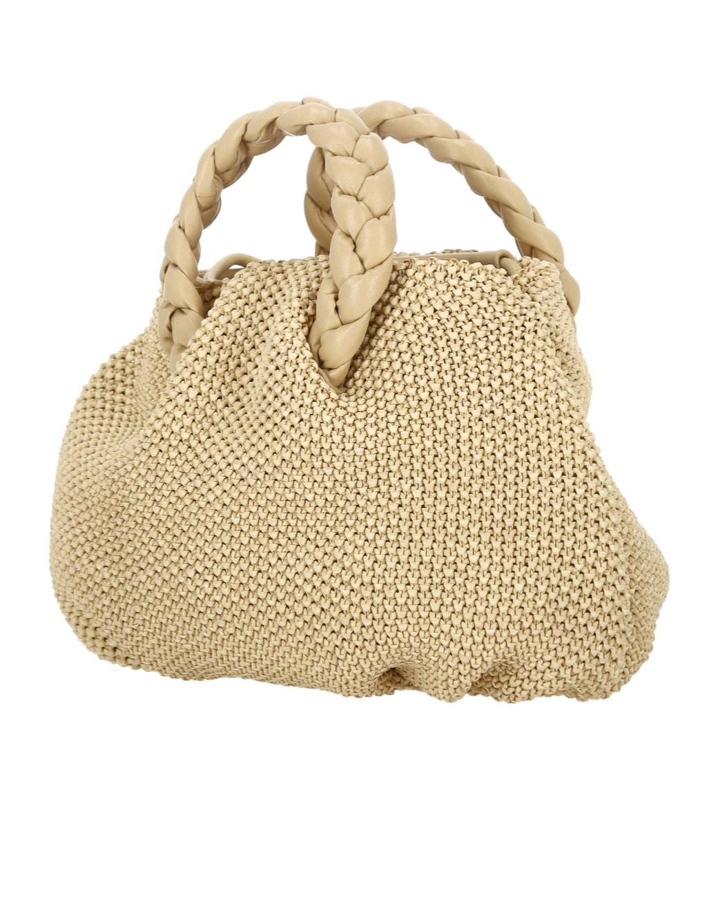 Hereu Metallic Medium Bombon Braided-Handle Woven Tote Bag