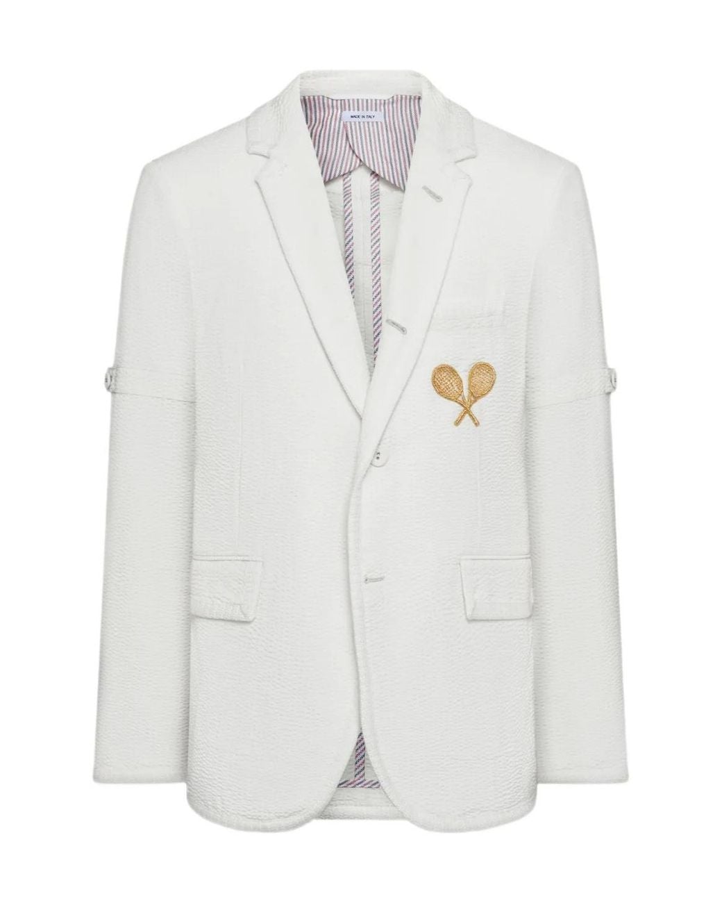 Thom Browne White Embroidered Blazer for men