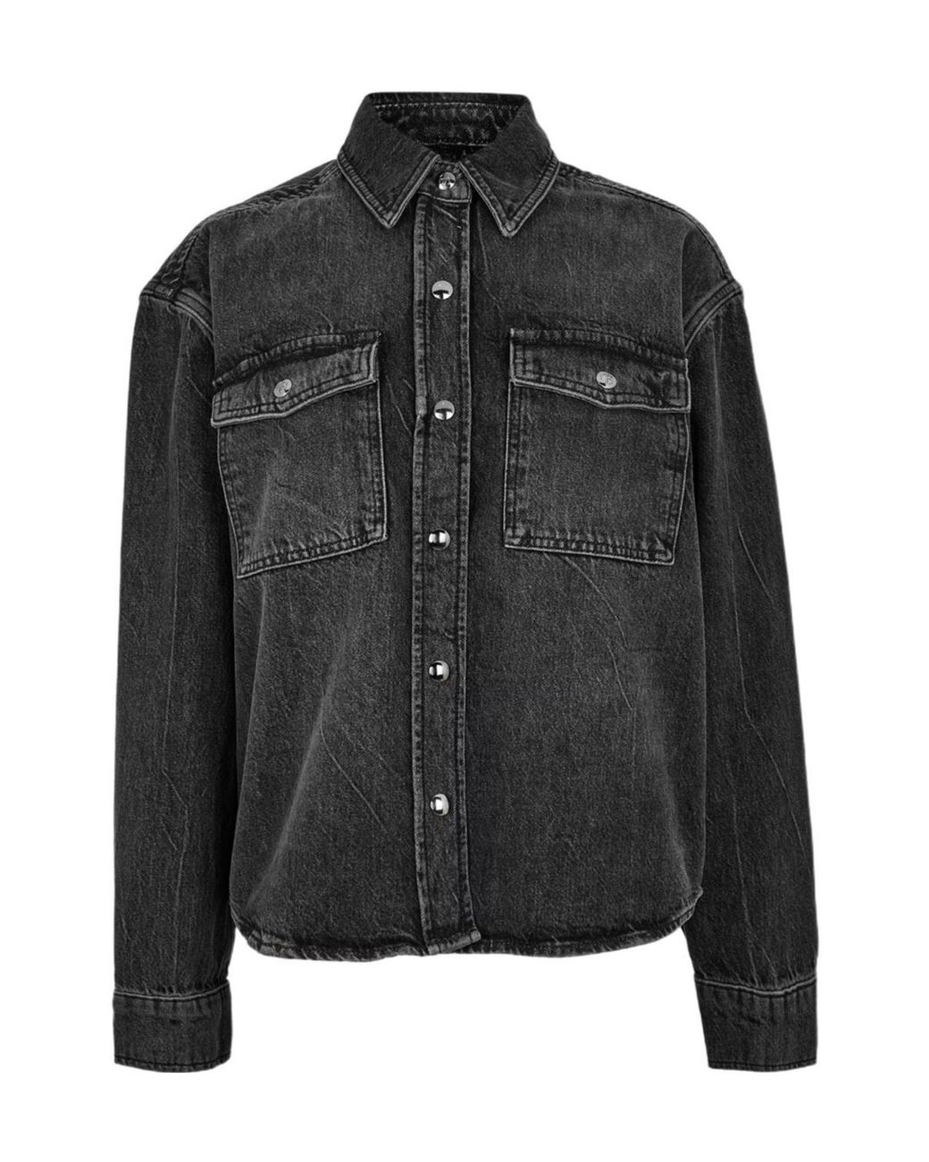 Anine Bing Black Lapel Long-Sleeved Denim Jacket