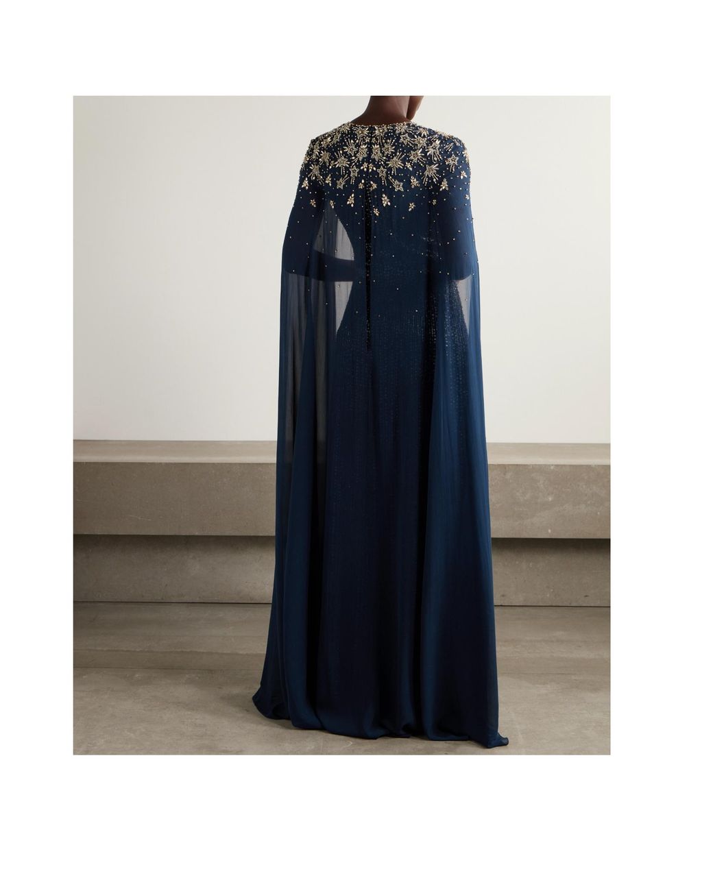 Jenny Packham Blue Cape-Style Long Dress