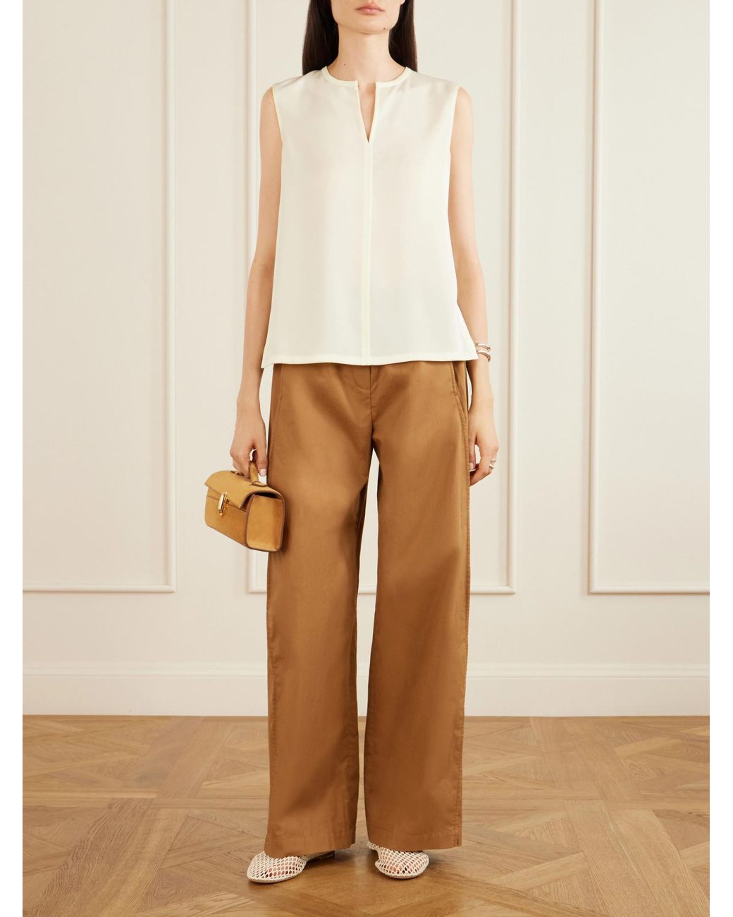 Theory White Sleeveless Chiffon Top