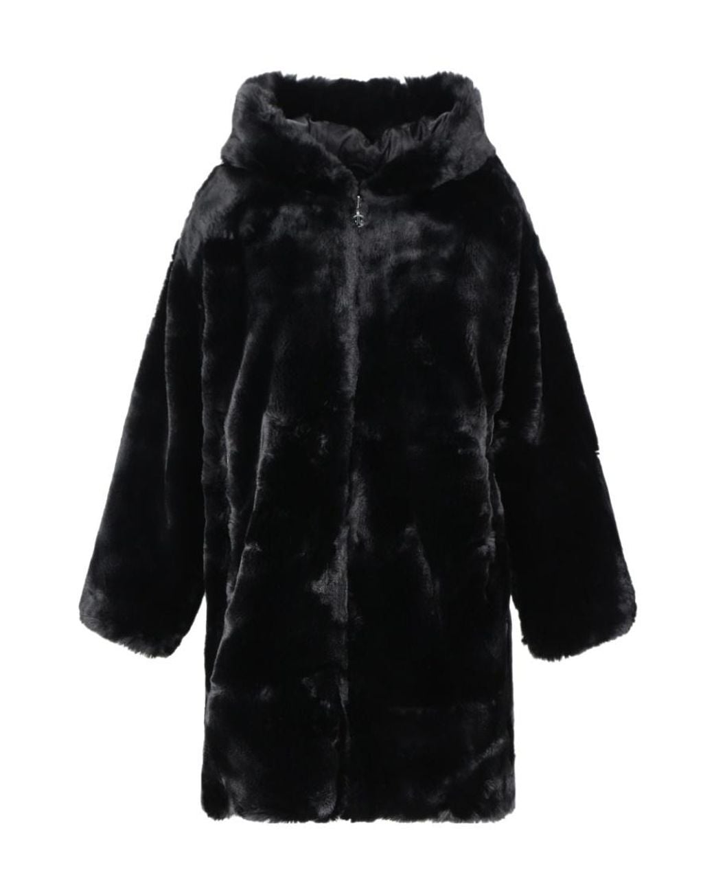 Moose Knuckles Black Faux-Fur Hooded Coat