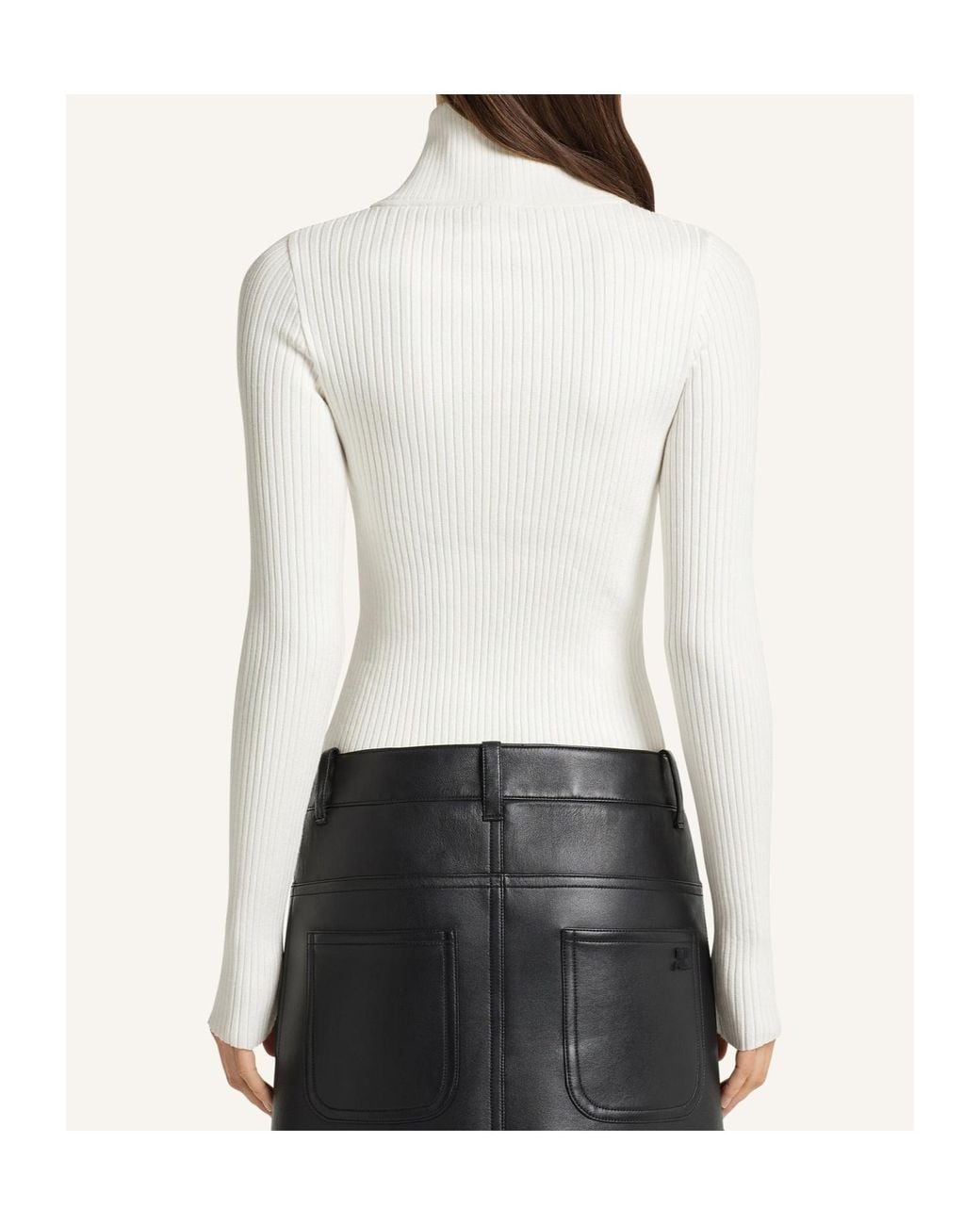 Courreges White Rib-Knit Zipped Sweater