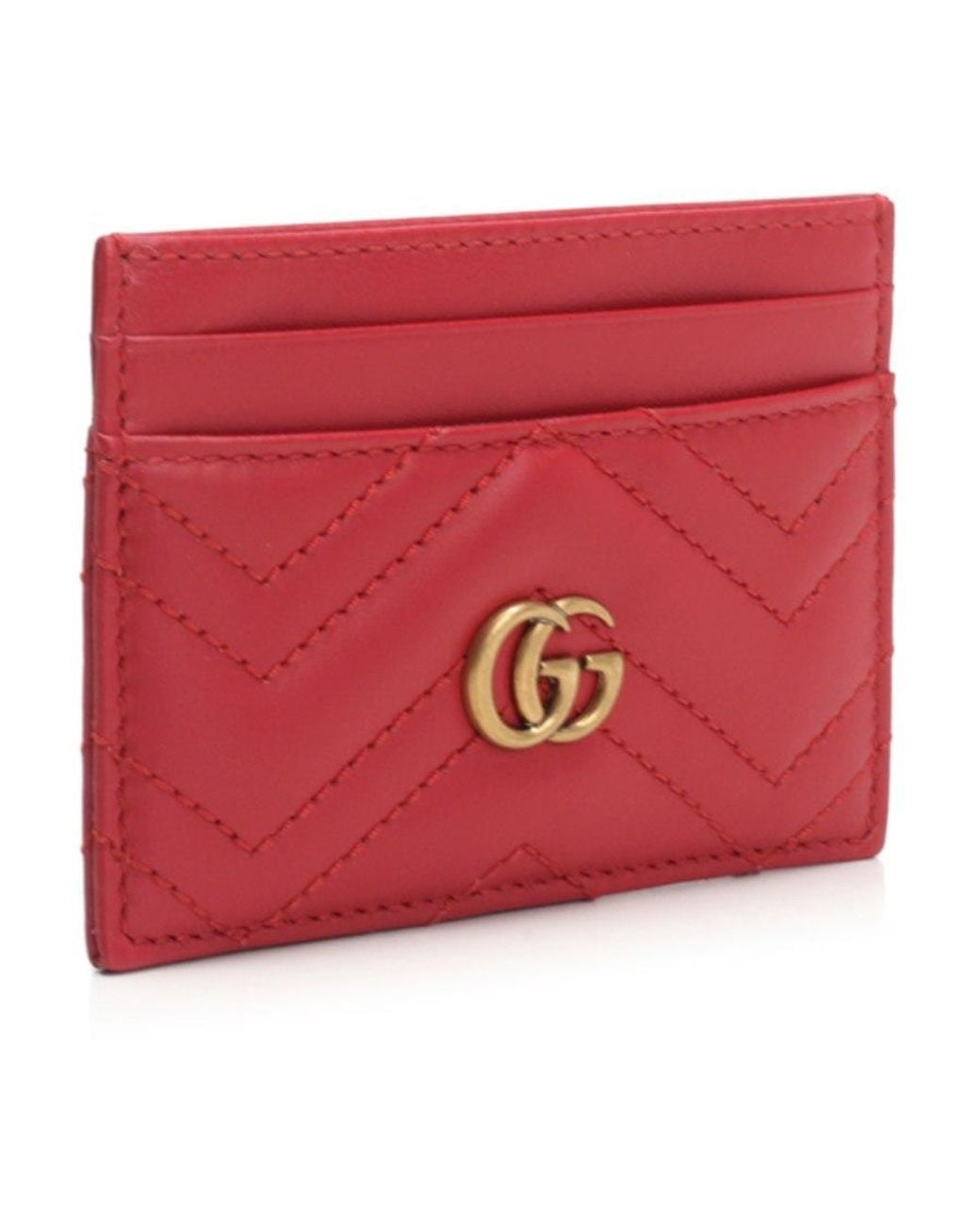 Gucci Red Gg Marmont Card Case