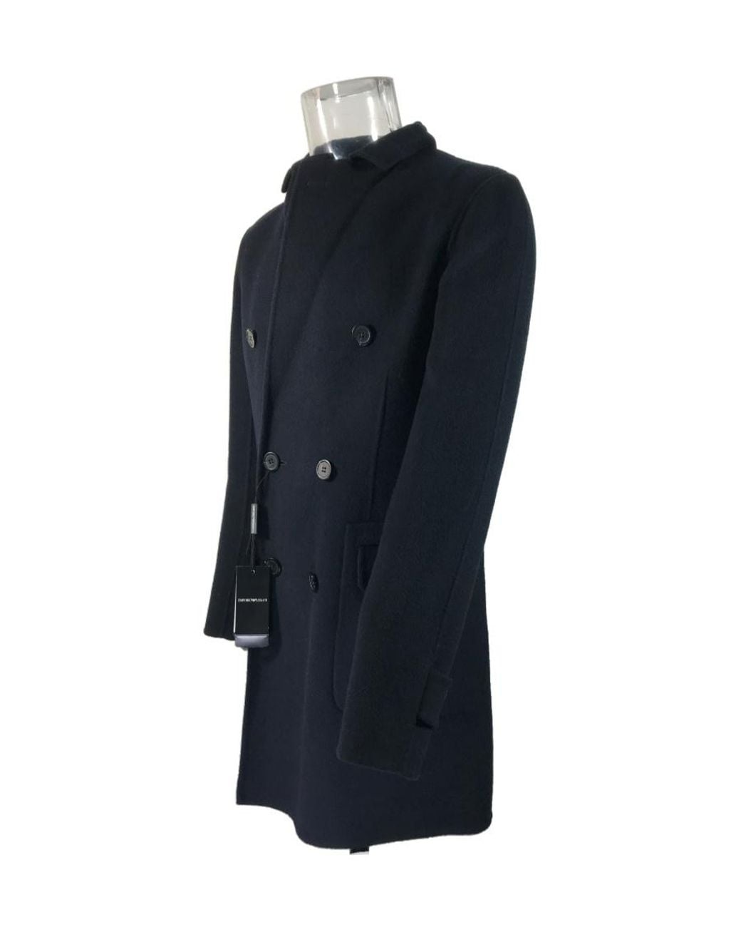Emporio Armani Blue Double Breasted Coat for men