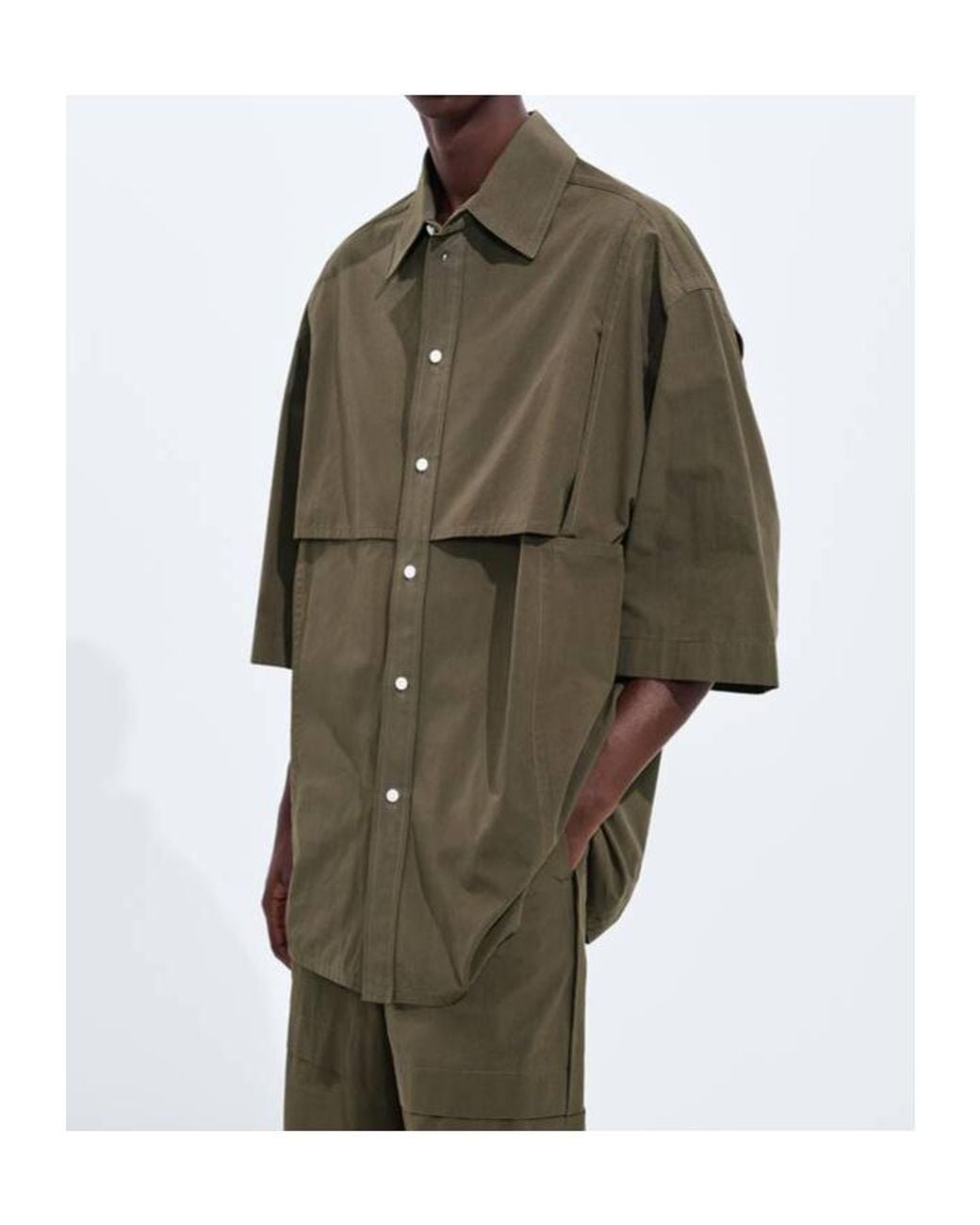Bottega Veneta Green Macro Intreccio Cotton Shirt for men