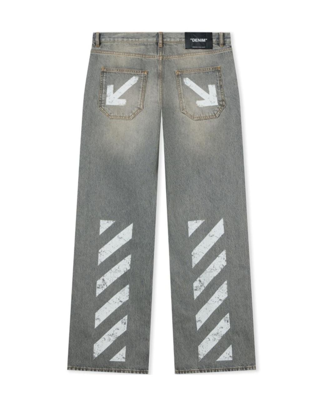 Off-White c/o Virgil Abloh Gray Arrow Printed Straight-Leg Jeans for men