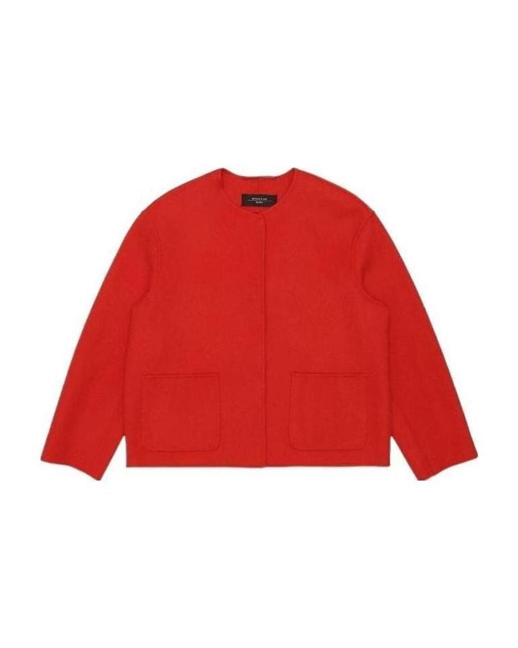 Weekend by Maxmara Red Round-Neck Long-Sleeved Casual Jacket