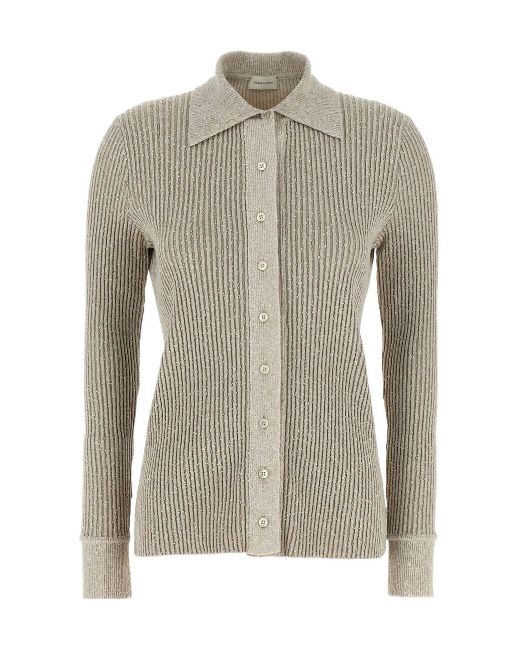 Magda Butrym Gray Marled Collared Jumper