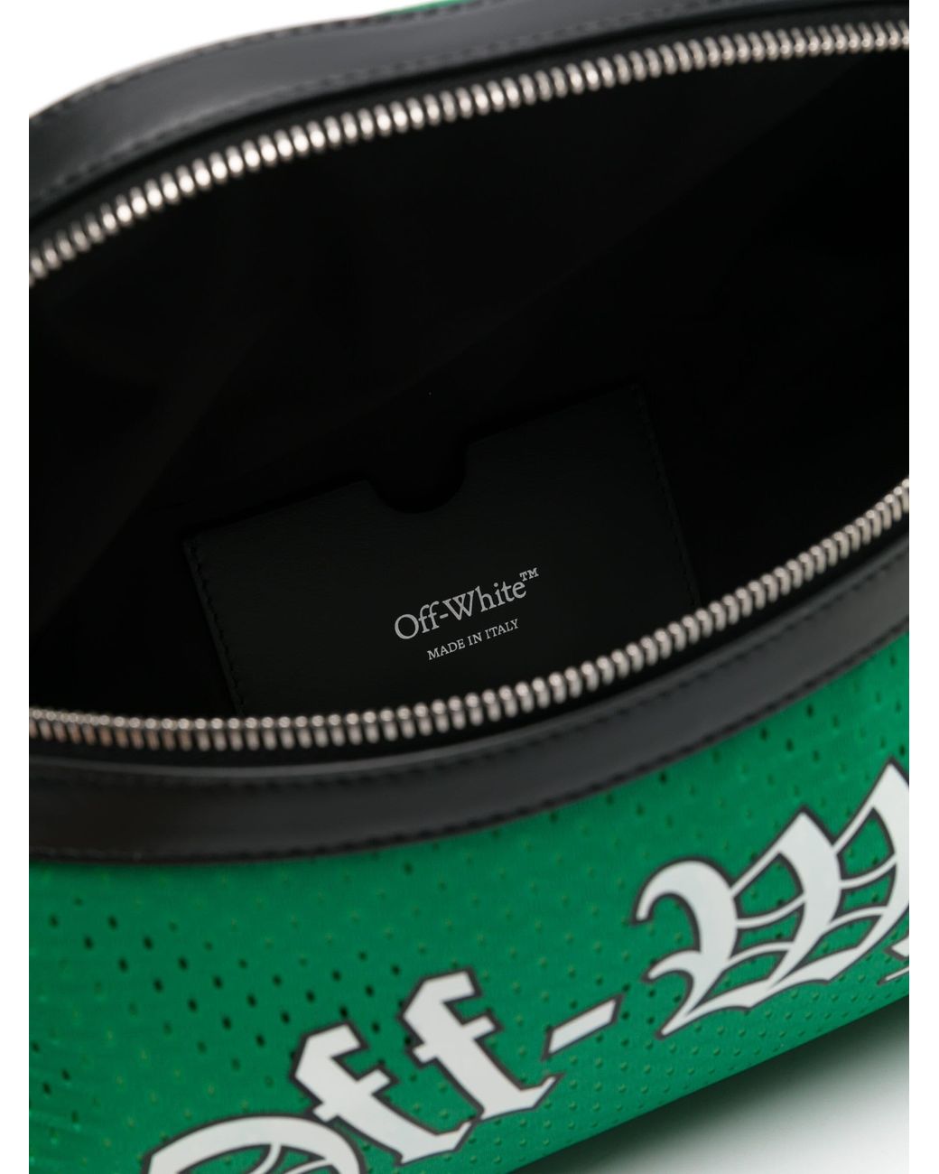 Off-White c/o Virgil Abloh Green Core Logo Printed Mesh Belt Bag for men