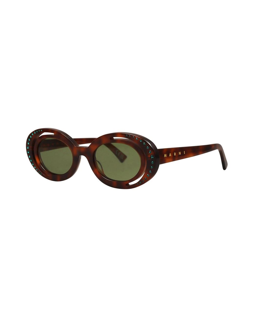 Marni Green Fashion Leopard Print Sunglasses