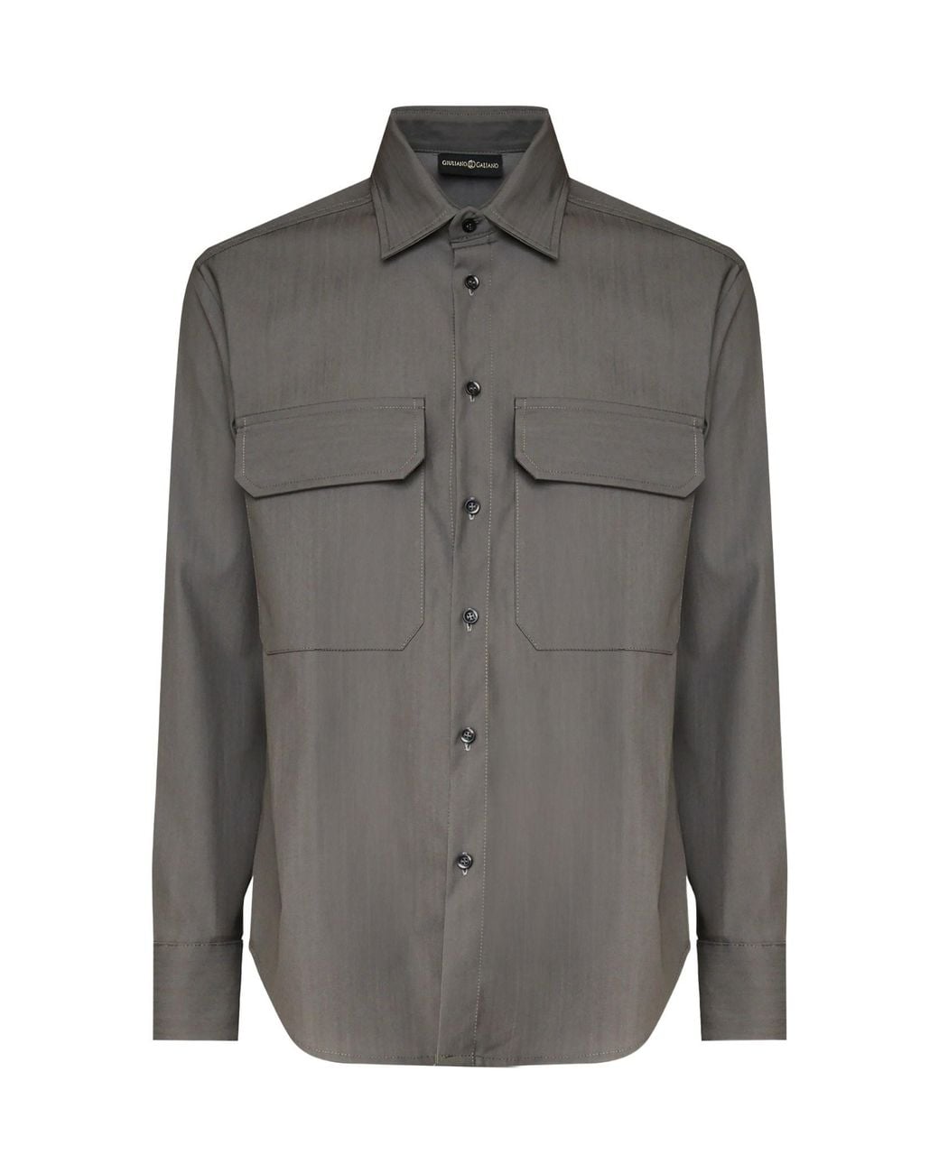 Giuliano Galiano Gray Flap Pocket Long-Sleeved Shirt for men
