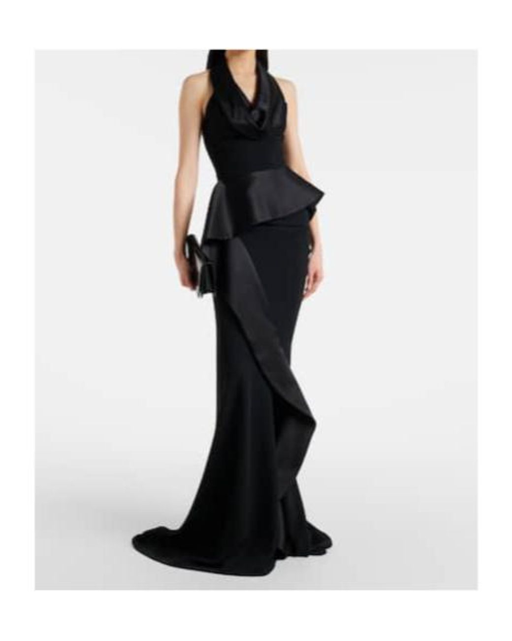Maticevski Black Provocateur Halterneck Peplum Satin Gown