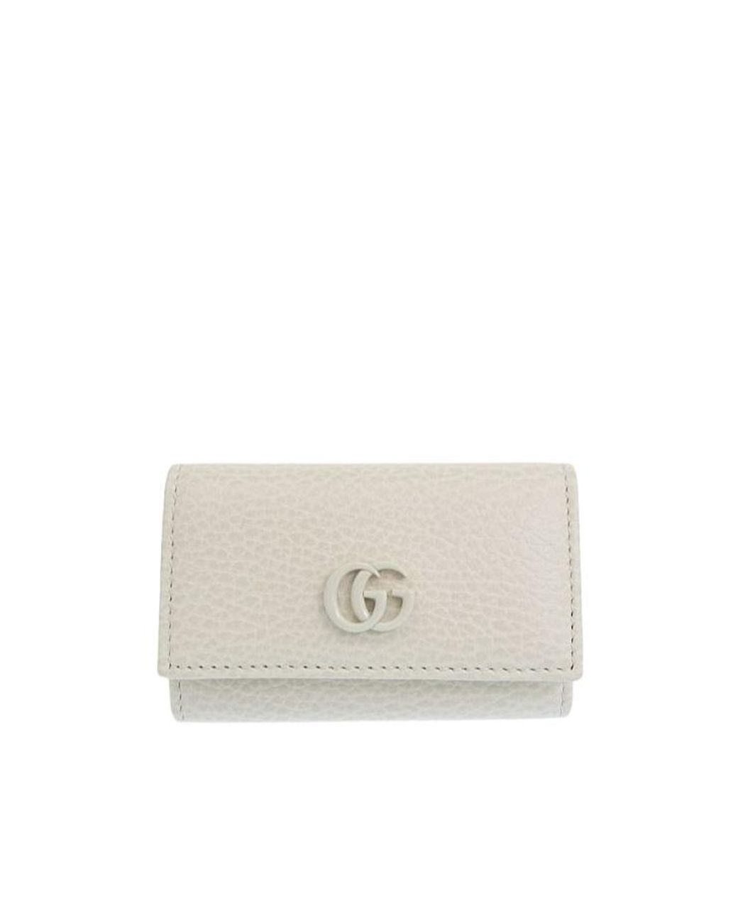 Gucci White Gg Marmont Snap Key Bag