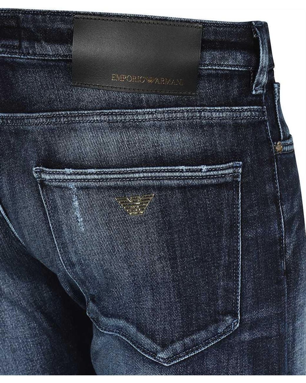 Emporio Armani Blue Light-Wash Straight-Leg Jeans for men