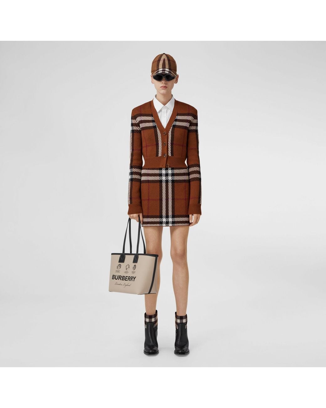 Burberry Brown Kiandra Check Wool Mini Skirt