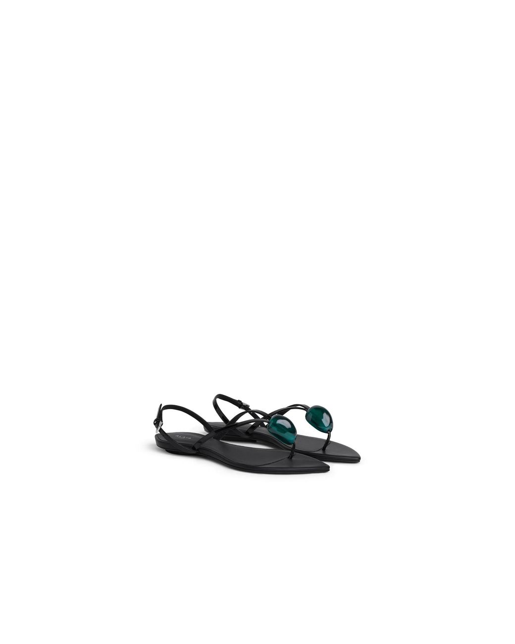 Alaïa Black Leather Invisible Jewel Sandals