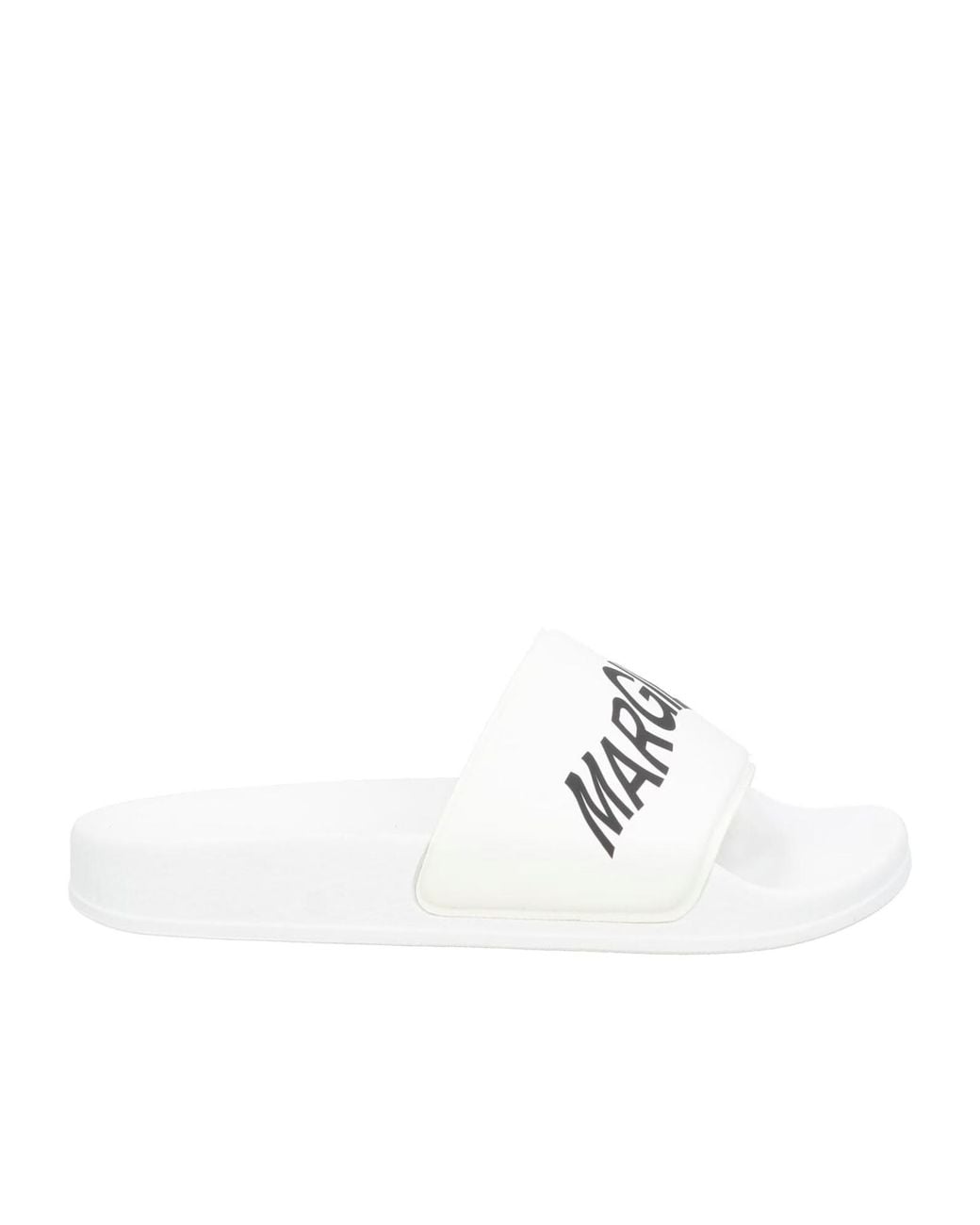 MM6 by Maison Margiela White Lightweight And Stylish Leather Slide Sandals