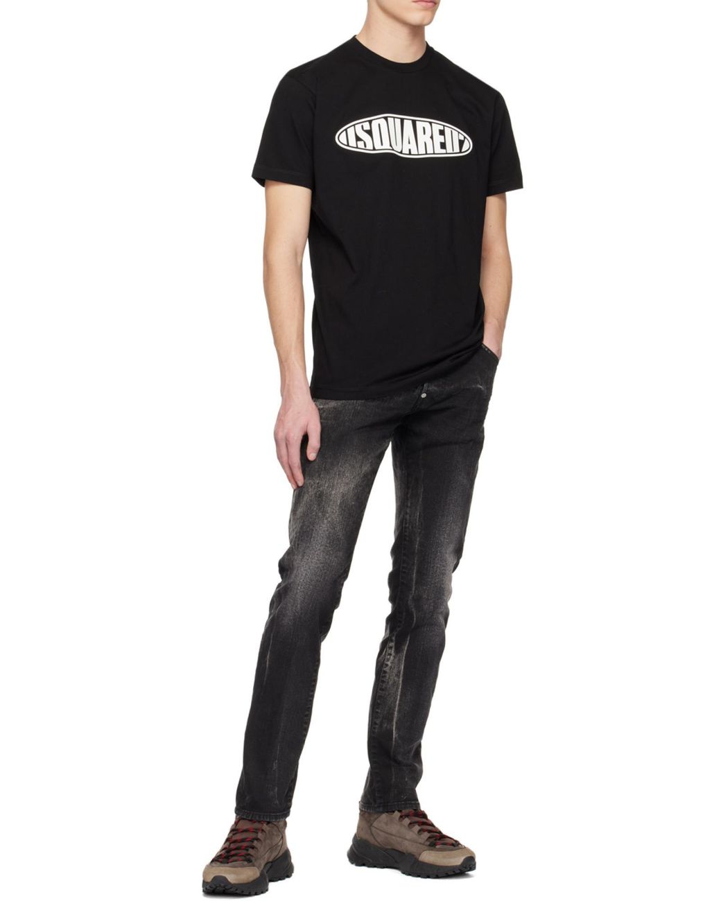 DSquared² Black Logo Printed Crewneck T-Shirt for men