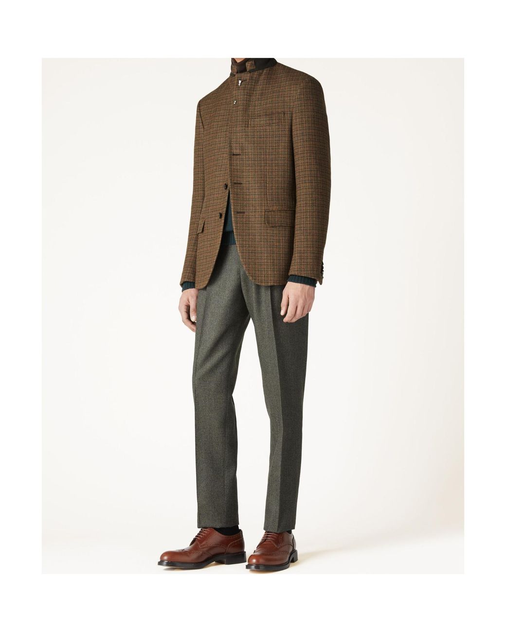 Loro Piana Brown Torino Checked Casual Jacket for men