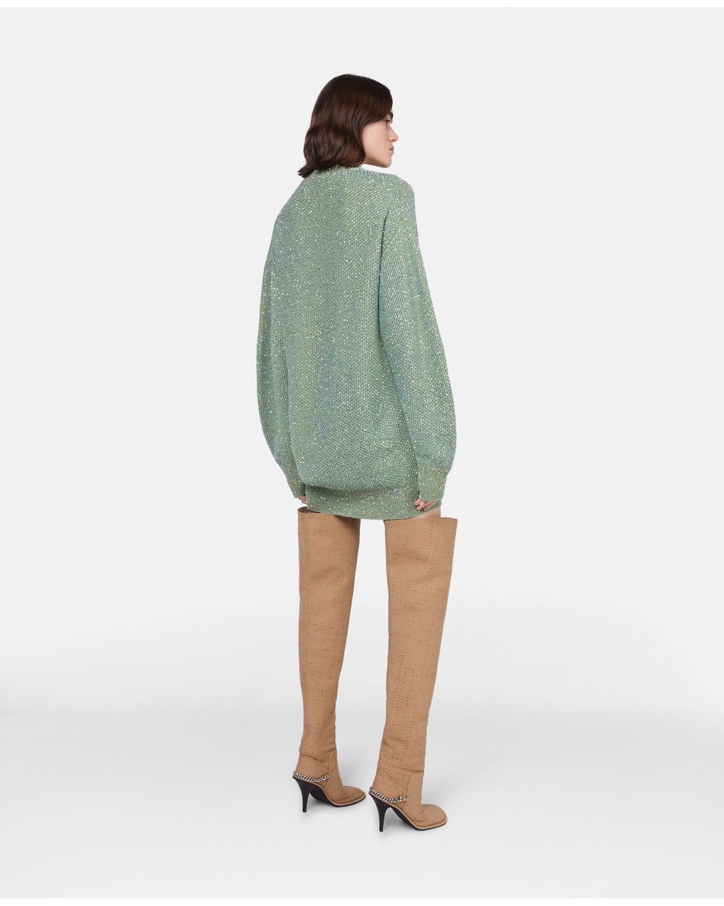 Stella McCartney Green Sequinned Knitted Cape Dress