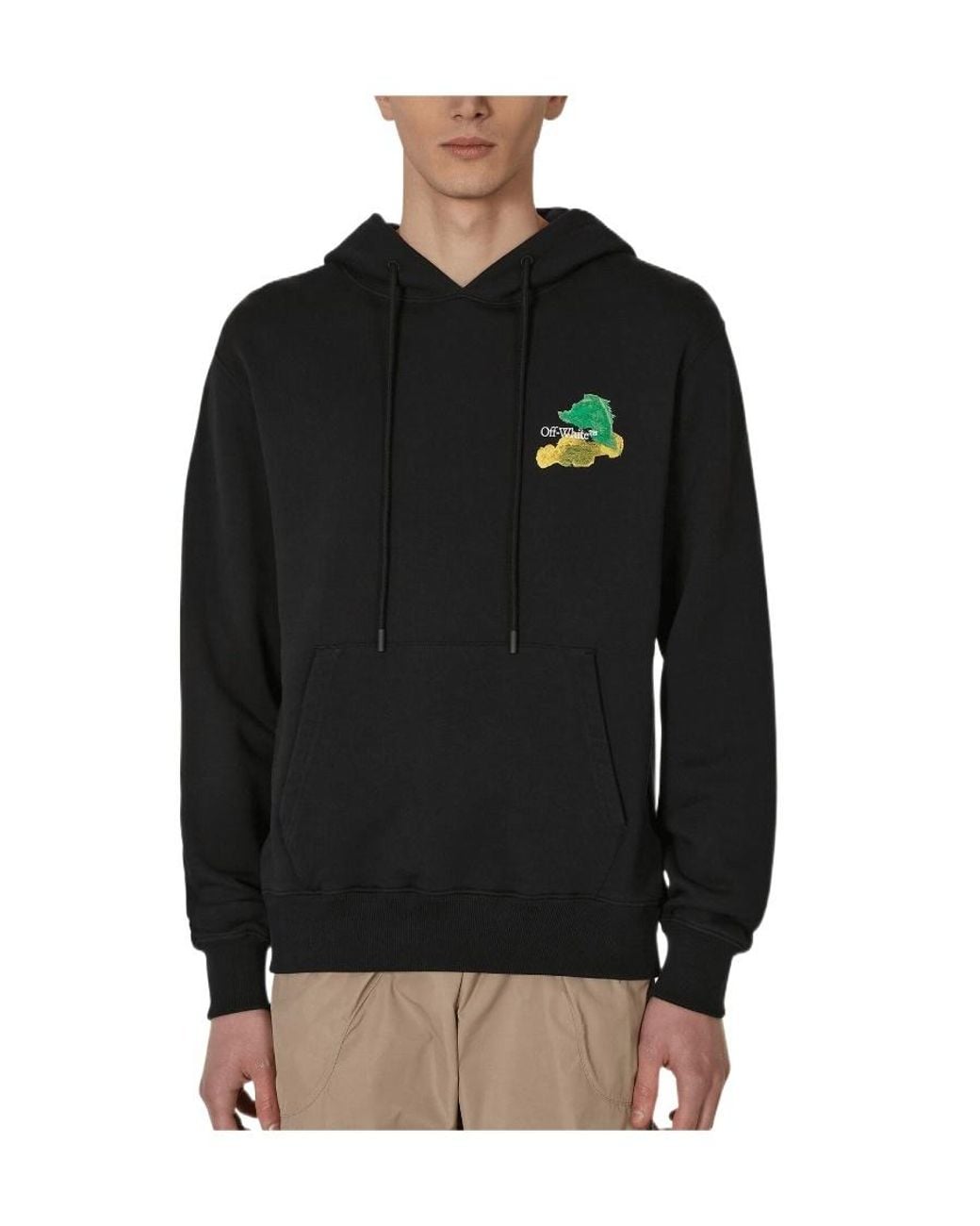 Off-White c/o Virgil Abloh Black Brush Arrow Cotton Hoodie for men