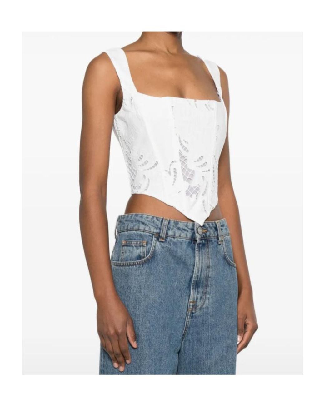 GIUSEPPE DI MORABITO White Cutout Bustier Top
