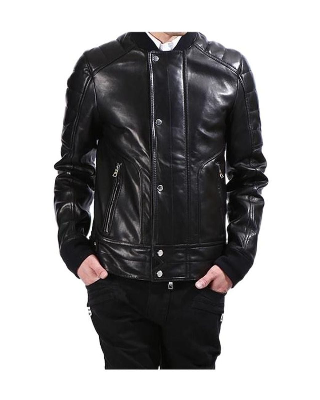 Balmain Black Leather Jacket for men
