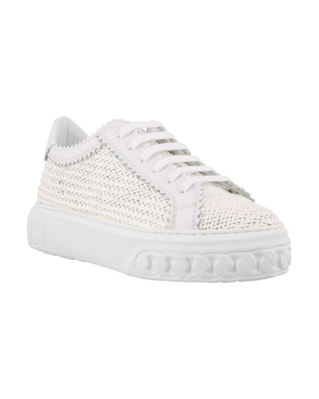 Casadei White Woven Calfskin Sneakers
