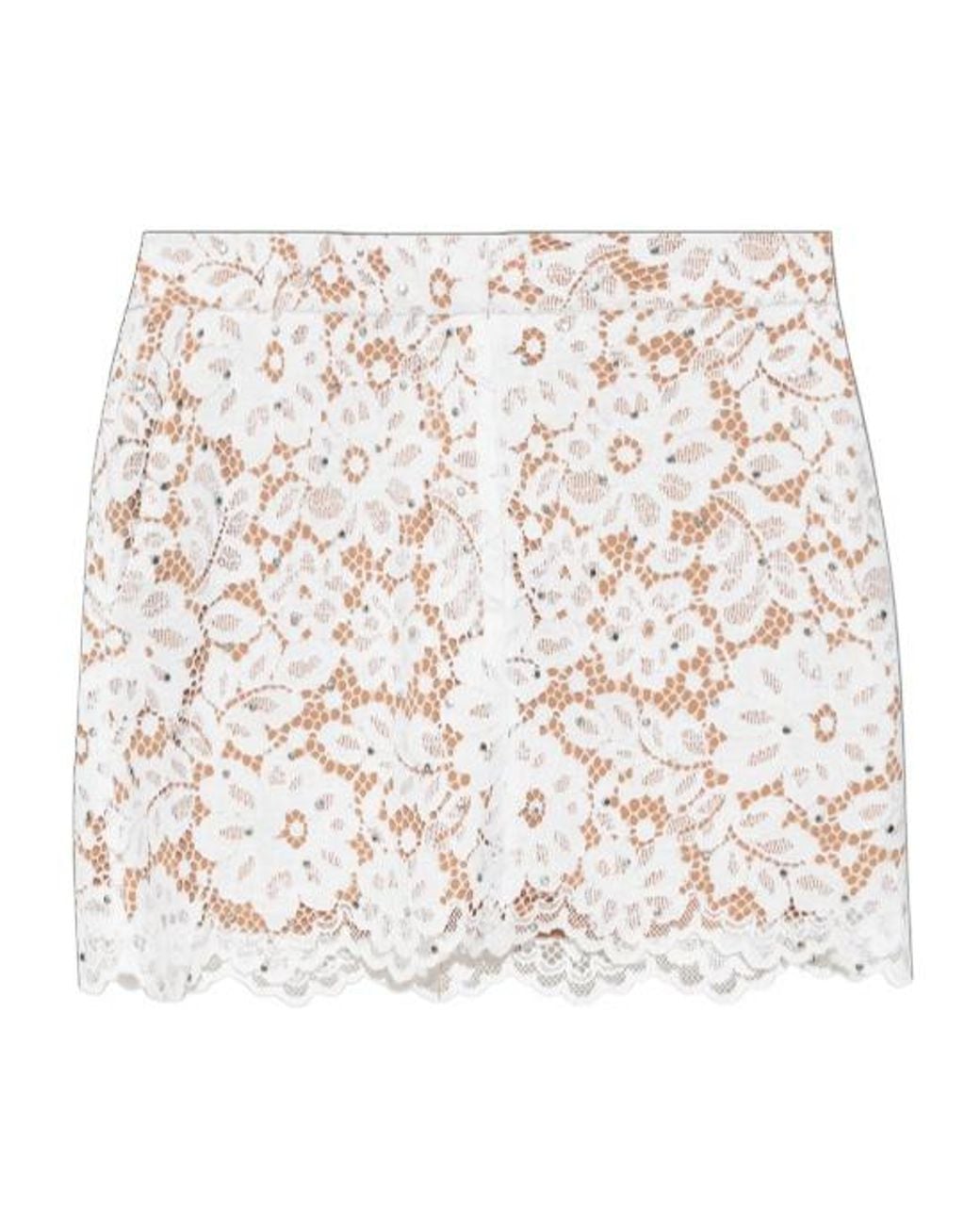 MICHAEL Michael Kors White Studded Corded Floral Lace Mini Skirt