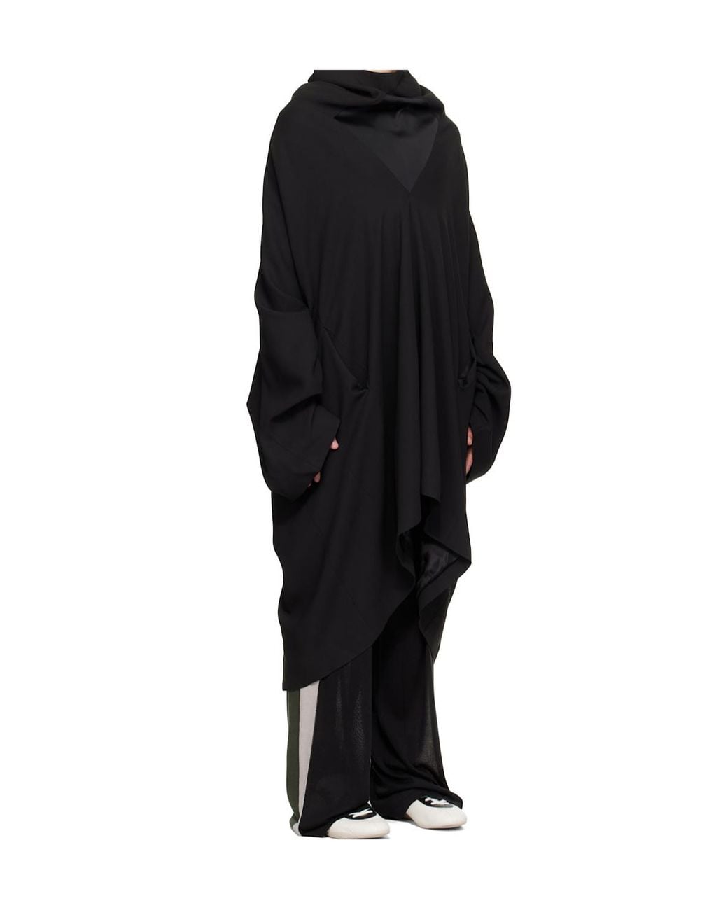 Kiko Kostadinov Black Draped-Collar Coat for men