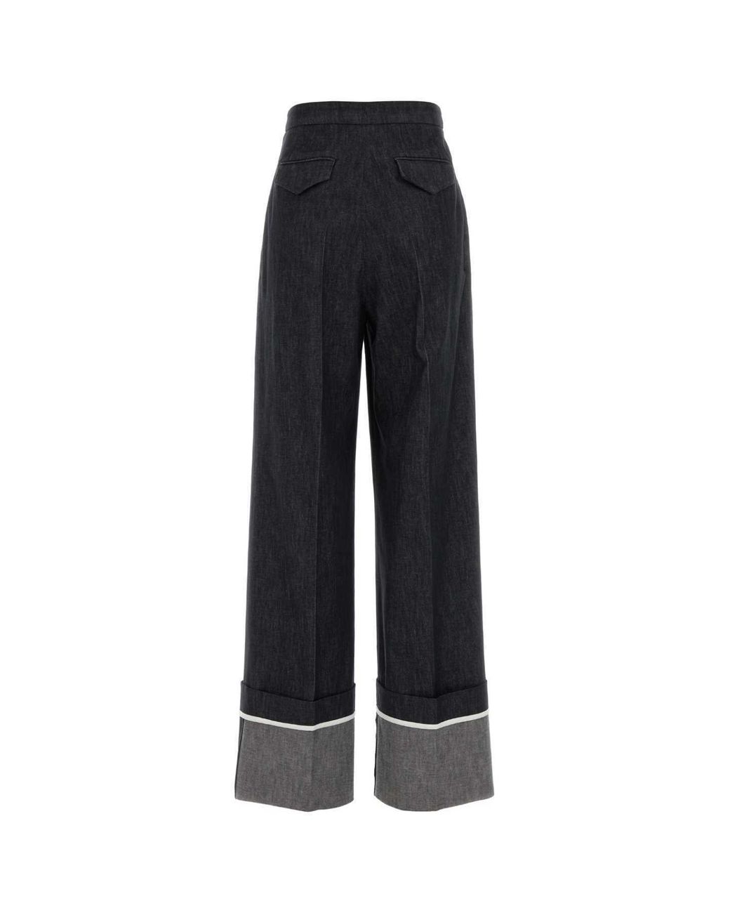 Pt Pantaloni Black Pt Torino Grace Wide-Leg Cuffed Pants