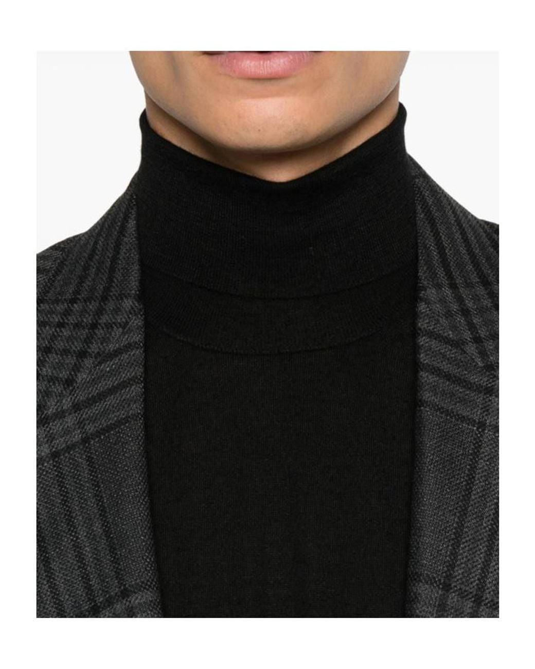 Fedeli Black Turtleneck Sweater for men