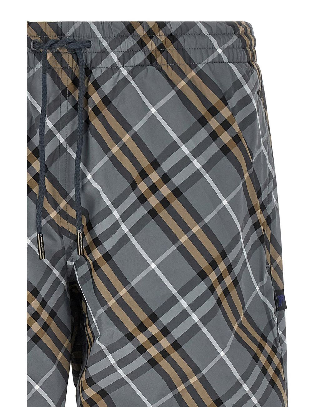 Burberry Gray Check Beach Nylon Shorts for men